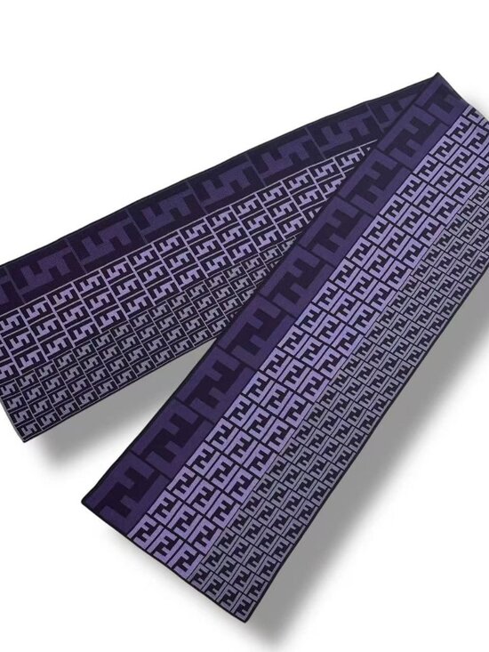 Fendi Accessories - Fendi Scarf Zucca Pattern FF Logo Wool Purple